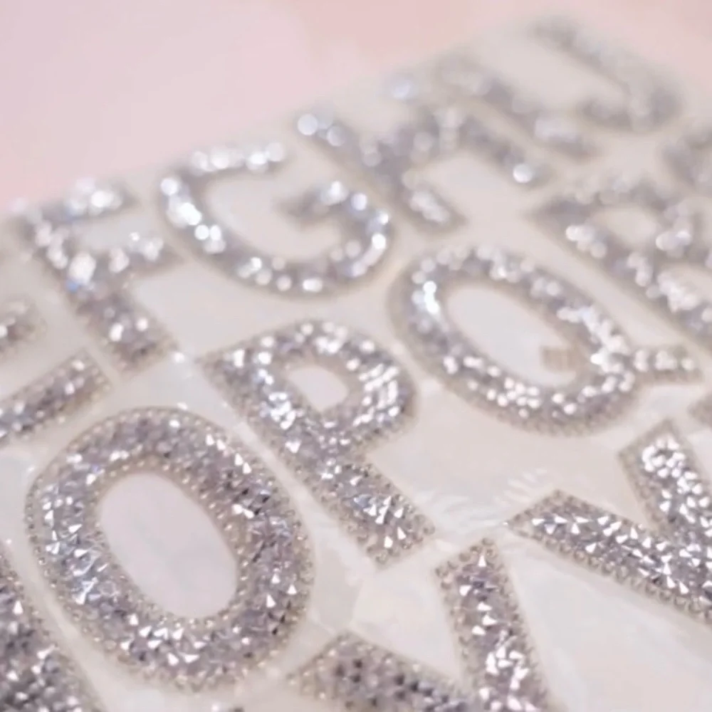 🆕 DIY Craft Iron-On Self Adhesive Sparkling Silver Alphabet Letters 26 Pieces
